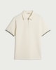 image 4 of F&F Textured Zip Neck Tipped Polo Shirt in Ecru