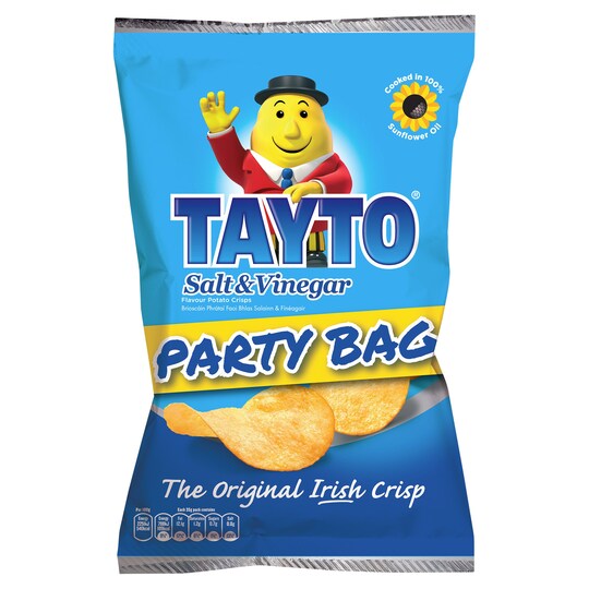 Tayto Party Bag Salt And Vinegar Flavoured Crisps 175G Tesco Groceries