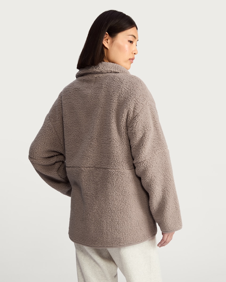 image 1 of F&F Textured Funnel Neck Zip Through Jacket in Natural