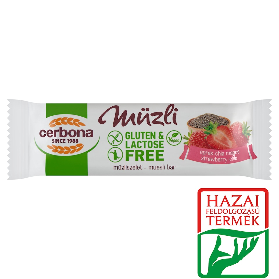 image 1 of Cerbona Gluten-Free, Lactose-Free Strawberry-Chia Muesli Bar 35 g