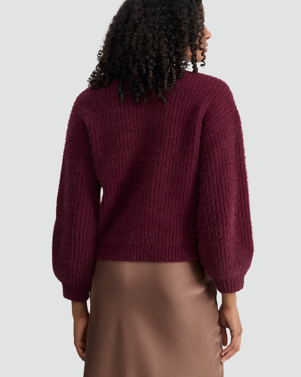image 1 of F&F Chenille Ribbed Knit Jumper in Burgundy