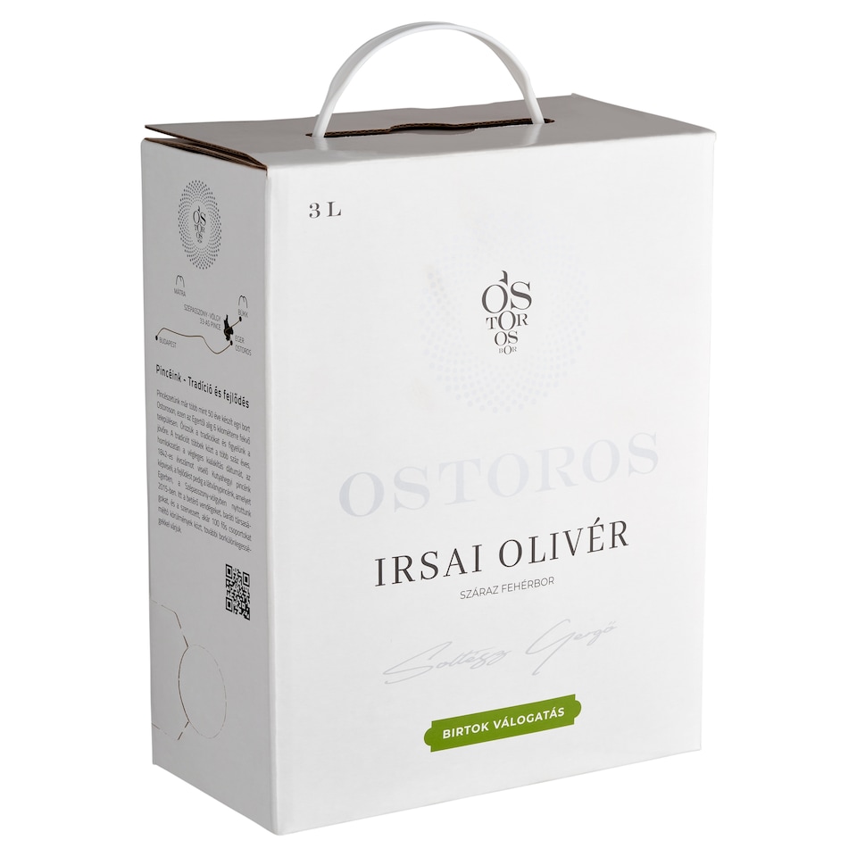 Ostorosbor Bag-In-Box Felső Magyarországi Irsai Olivér száraz fehérbor 11% 3 l 1. kép
