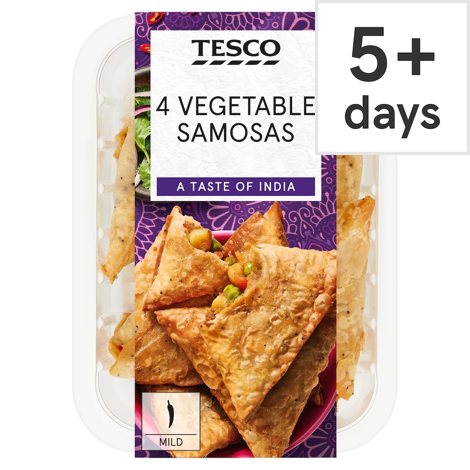 Tesco Vegetable Samosas 4 Pack 216g