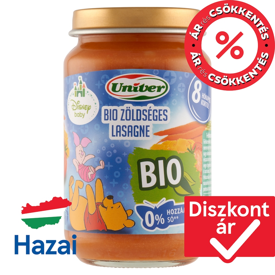 Univer Disney Baby bio zöldséges lasagne bébiétel 8 hónapos kortól 163 g  1. kép