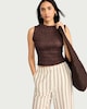 image 2 of F&F Pure Cotton Smocked Vest in Brown