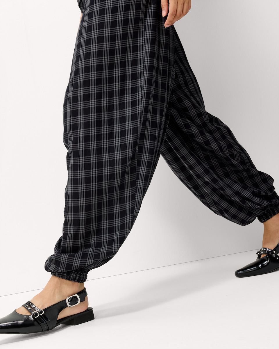 image 1 of F&F Check Balloon Co-ord Trousers in Multi Grey