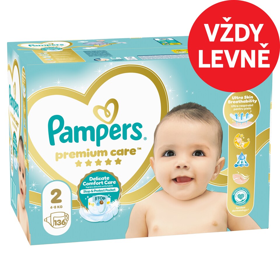 image 1 of Pampers Premium Care Size 2, 136 Nappies, 4kg-8kg