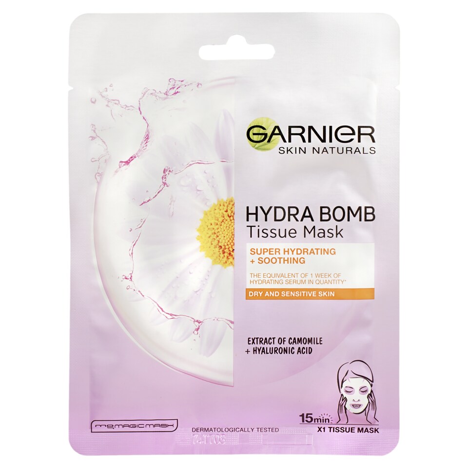 Garnier Skin Naturals zklidňující textilní maska s výtažkem z heřmánku, 28 g