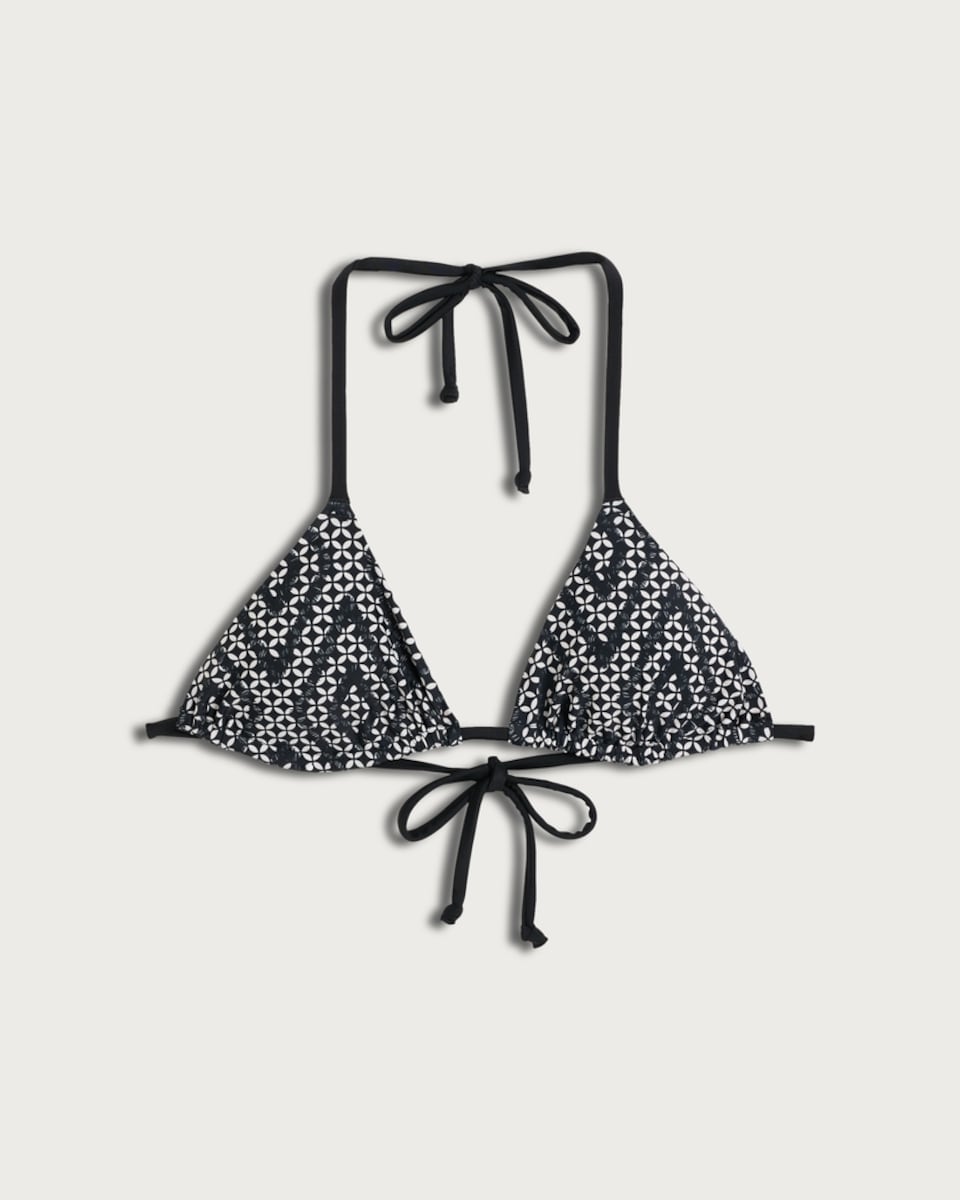 image 1 of F&F Geometric Print Triangle Bikini Top in Multi Black
