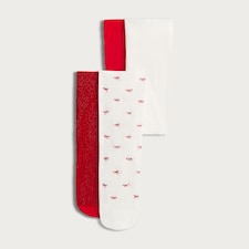 F&F Baby 2-Pack Lurex Bow Pattern Tights  in Multi