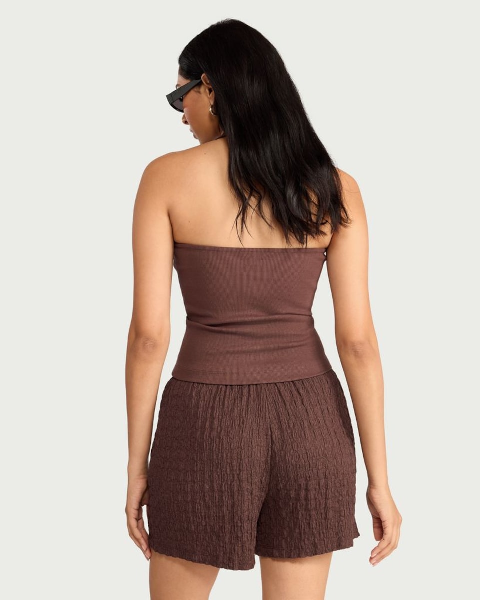image 1 of F&F Textured Shorts in Brown