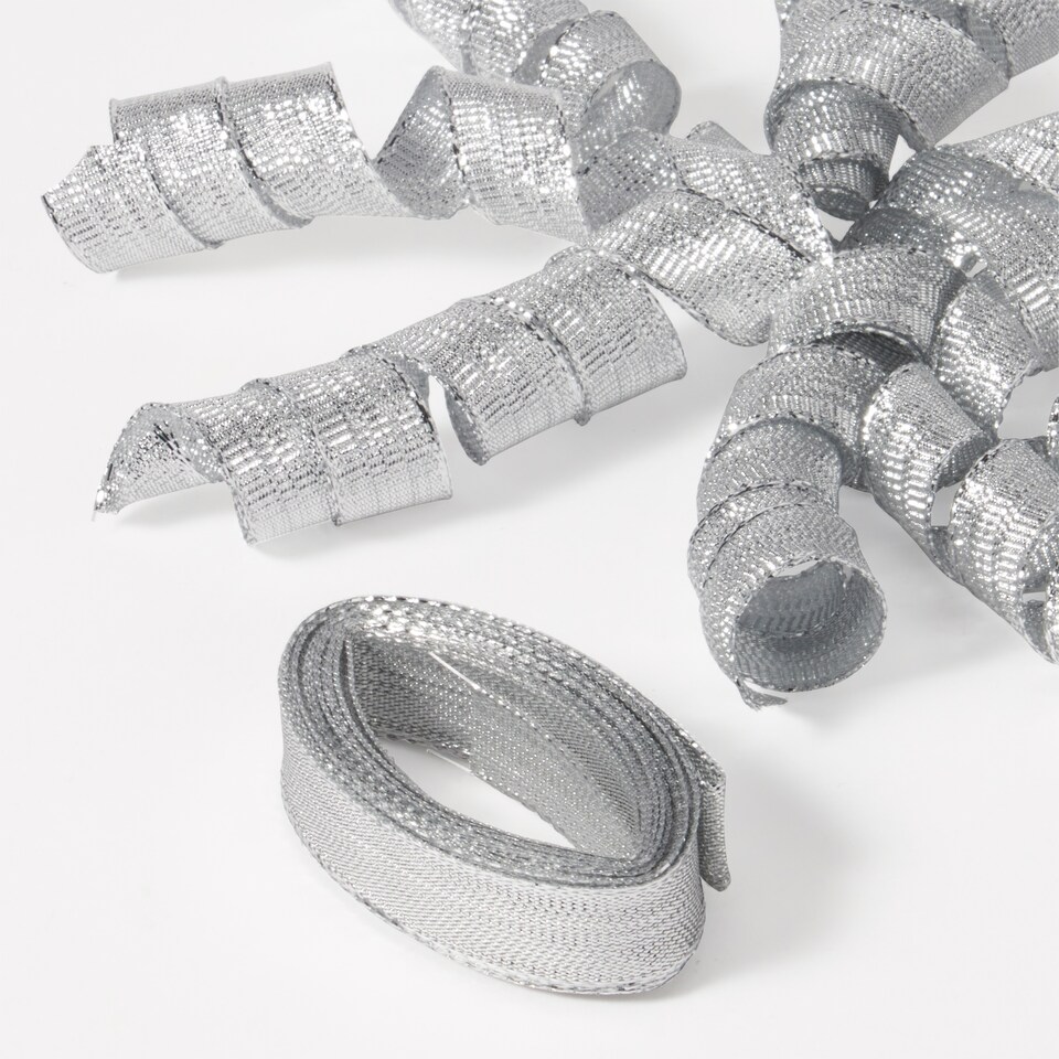 image 1 of Paperchase Happy Space Silver Curly Bow & Ribbon