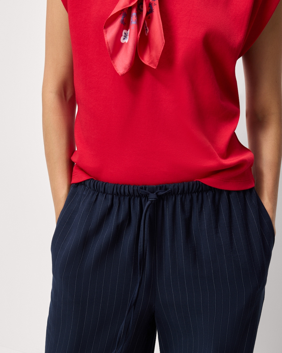 image 1 of F&F Pinstripe Drawstring Wide Leg Trousers in Navy