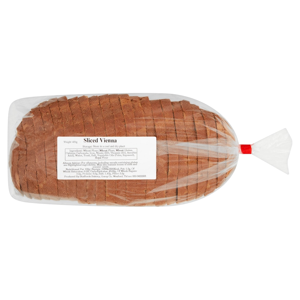 Staffords Bakery Sliced Vienna 430G