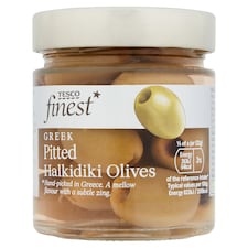Tesco Finest Zelené vykôstkované Halkidiki olivy v slanom náleve 210 g