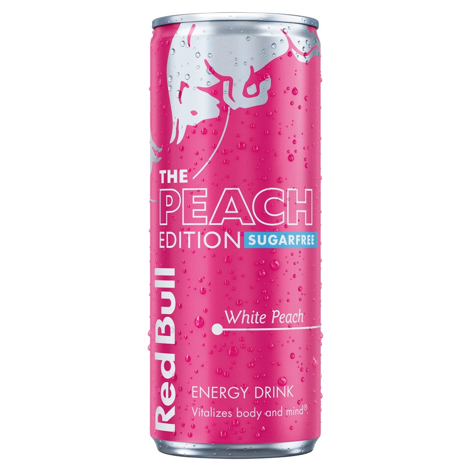 image 1 of Red Bull The Peach Edition Sugar Free White Peach Energy Drink 250ml