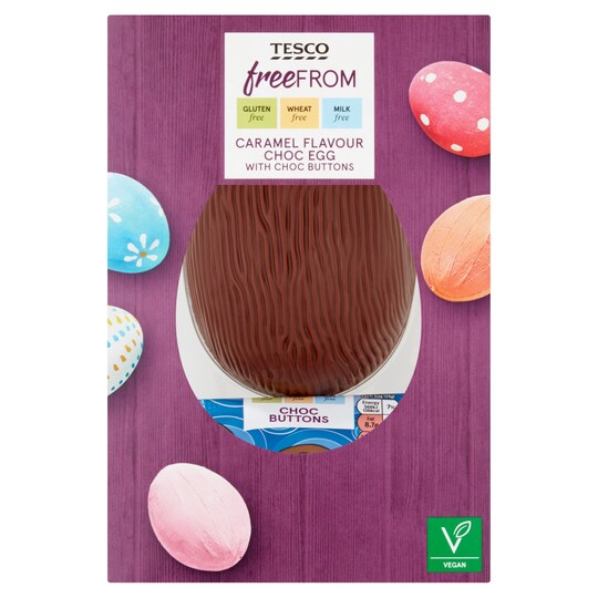 Tesco Free From Chocolate Caramel Egg With Buttons 115G
