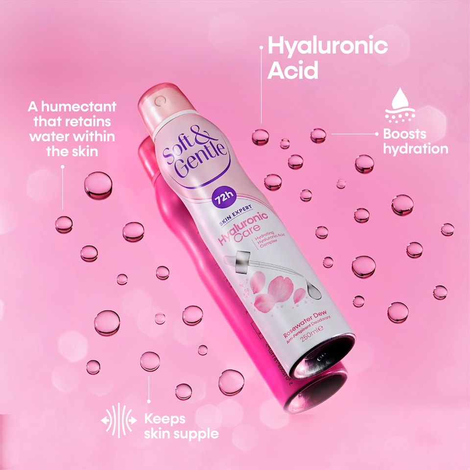 image 1 of Soft & Gentle Rosewater Dew Hyaluronic Care 72H Anti-Perspirant Deodorant Spray 250ml