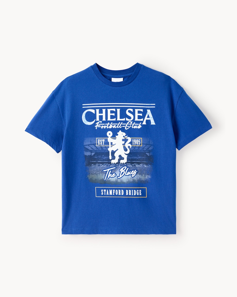 image 1 of Chelsea Football Club Pure Cotton T-Shirt in Blue