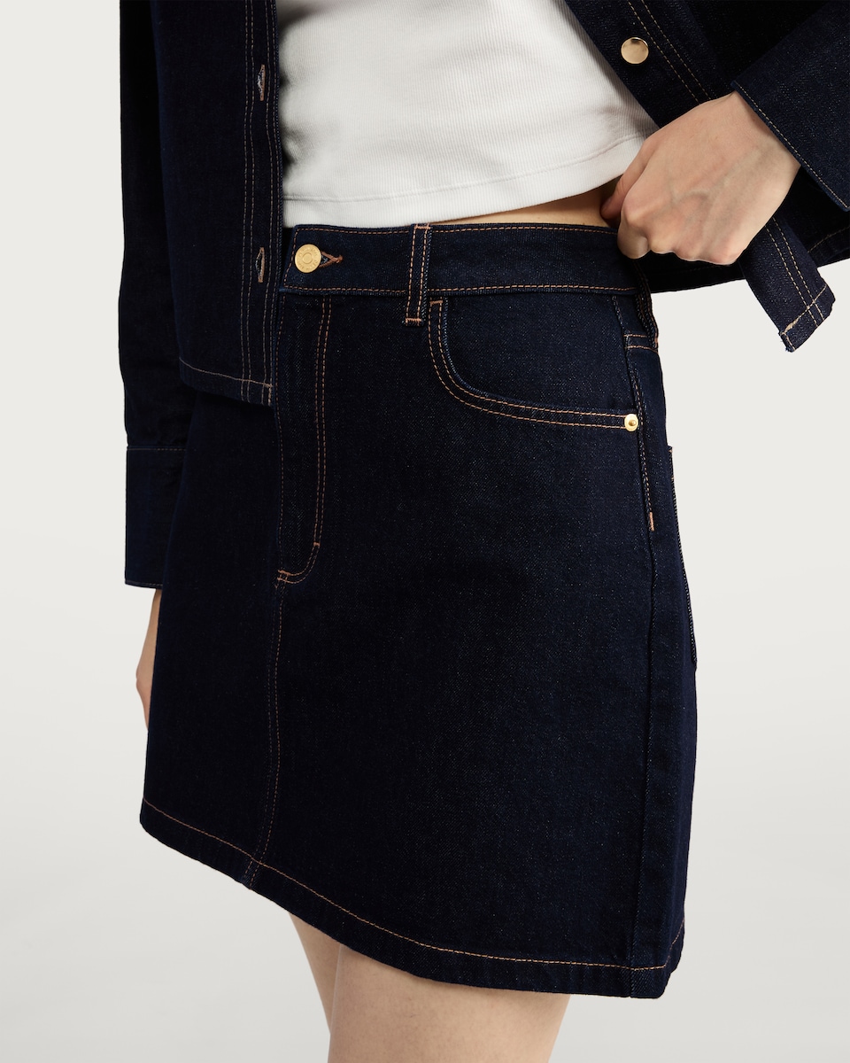 image 1 of The F&F Edit Denim Mini Skirt in Navy