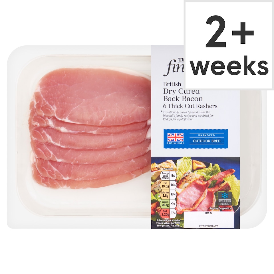 Tesco Finest Unsmoked 6 Dry Cure Thick Cut Bacon 240G