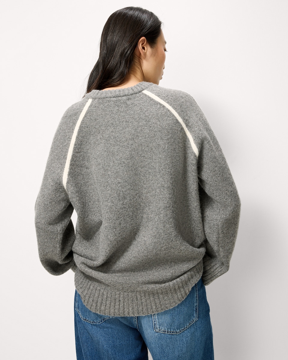image 1 of F&F Tipped Knitted Jumper with Wool in Grey
