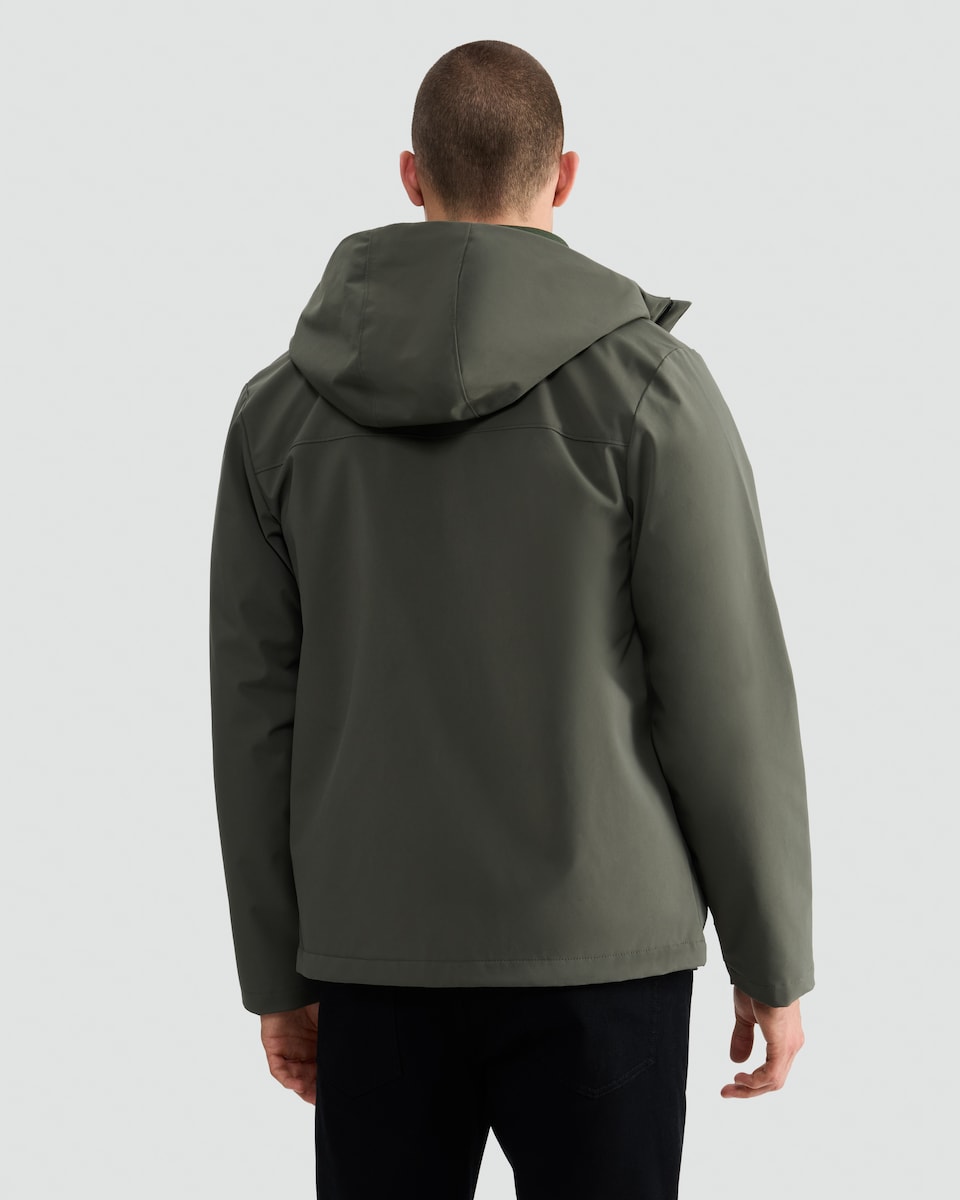 image 1 of F&F Hooded Shower Resistant Utility Jacket in Khaki