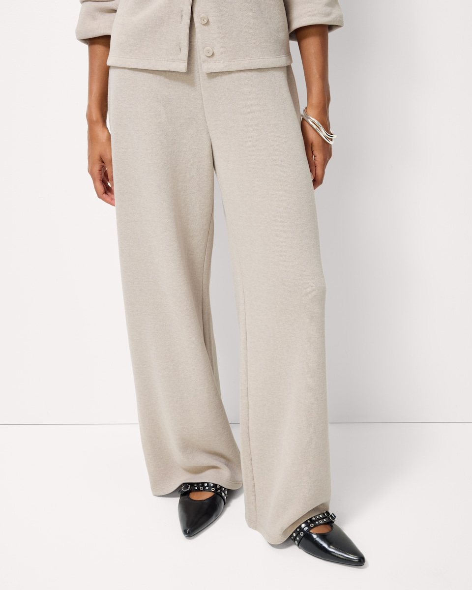 image 1 of F&F Brushed Wide Leg Trousers in Cream