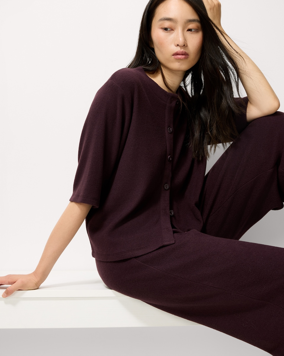 image 1 of F&F Brushed Button Up Top in Purple