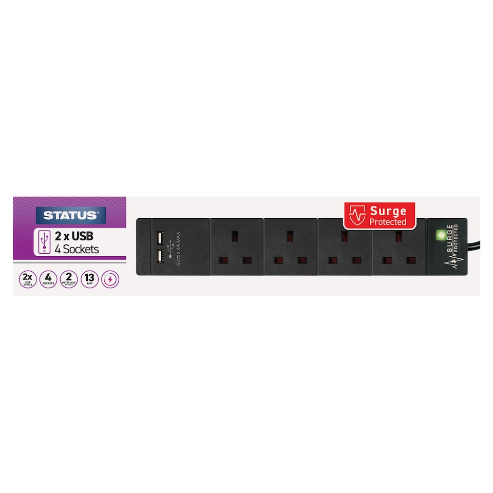 Status Extra 4Way2 2Usb In Black