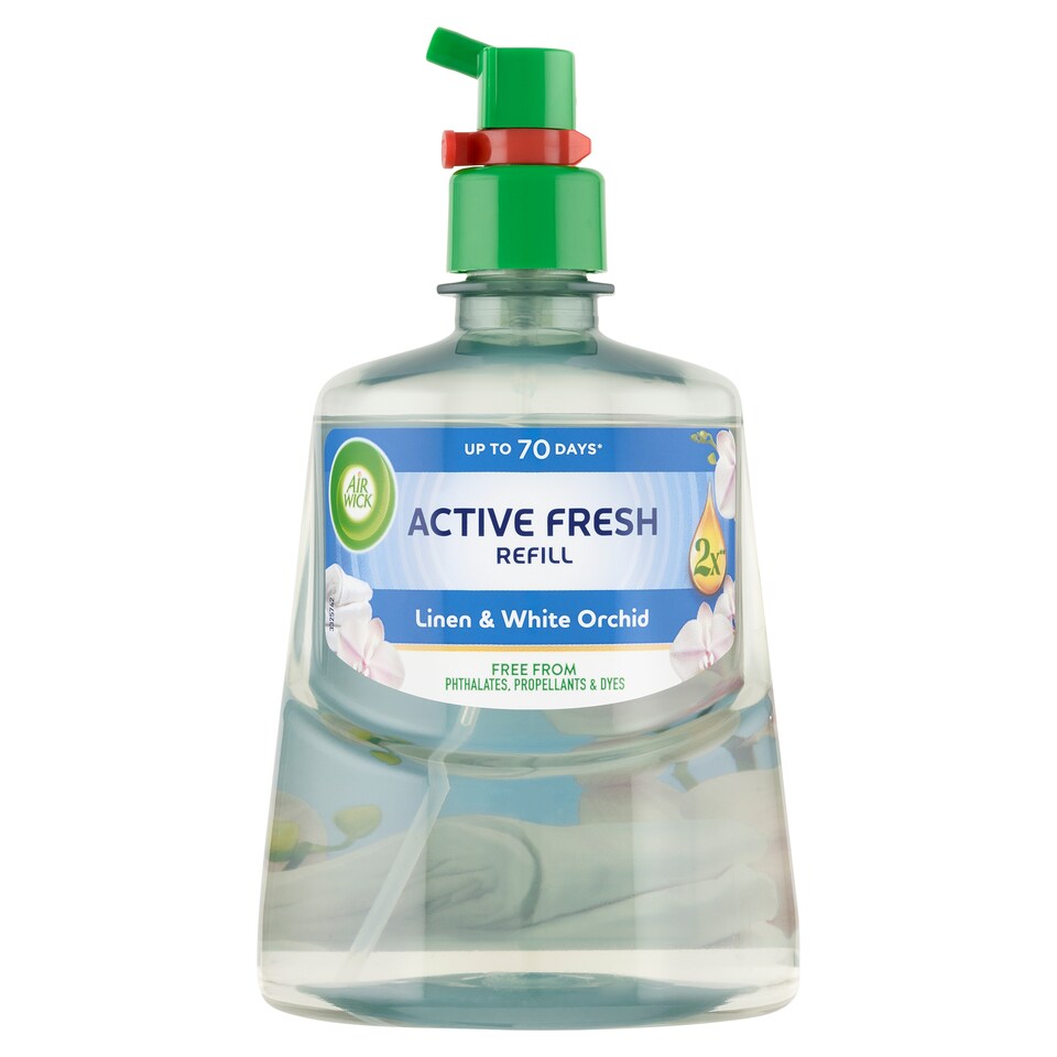 Obrázek 1 pro produkt Air Wick Active Fresh Náplň na vodní bázi do automatického difuzéru prádlo a bílá orchidej 228ml