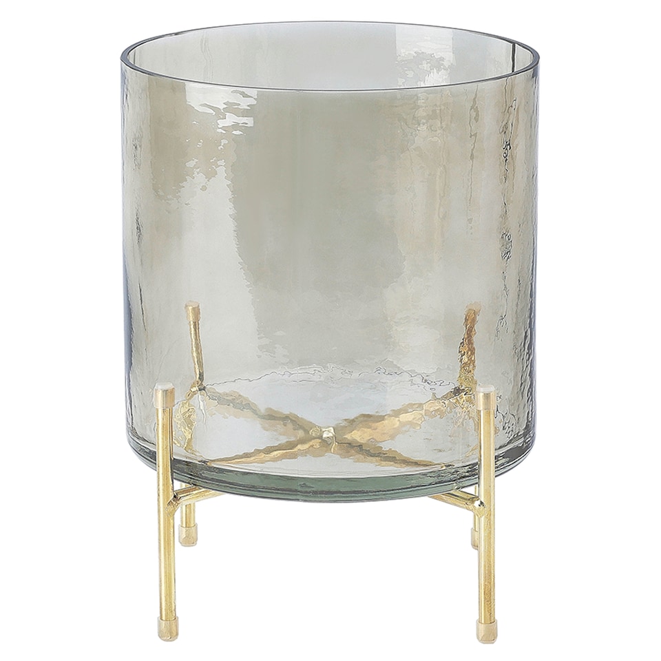 F&F Home Smokey Amber Glass Hurricane