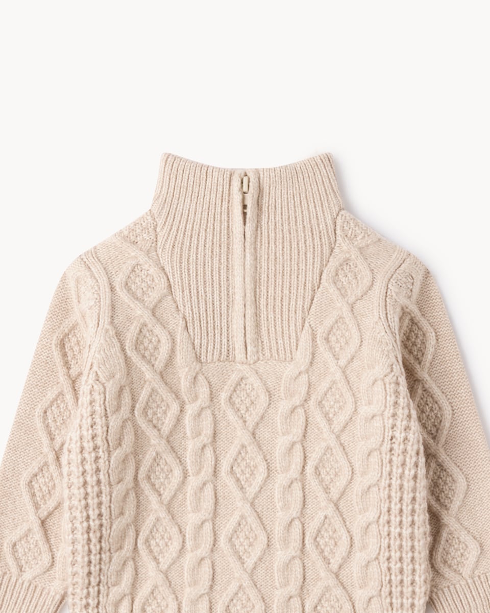 image 1 of F&F Baby Cable Knit Jumper and Jeans Set in Neutral