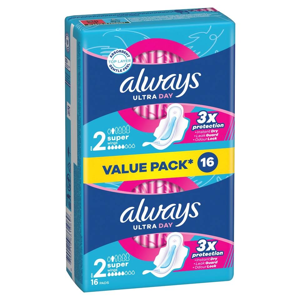image 1 of Always Ultra Day Sanitary Towels Super (Size 2) Wings x 16 Pads
