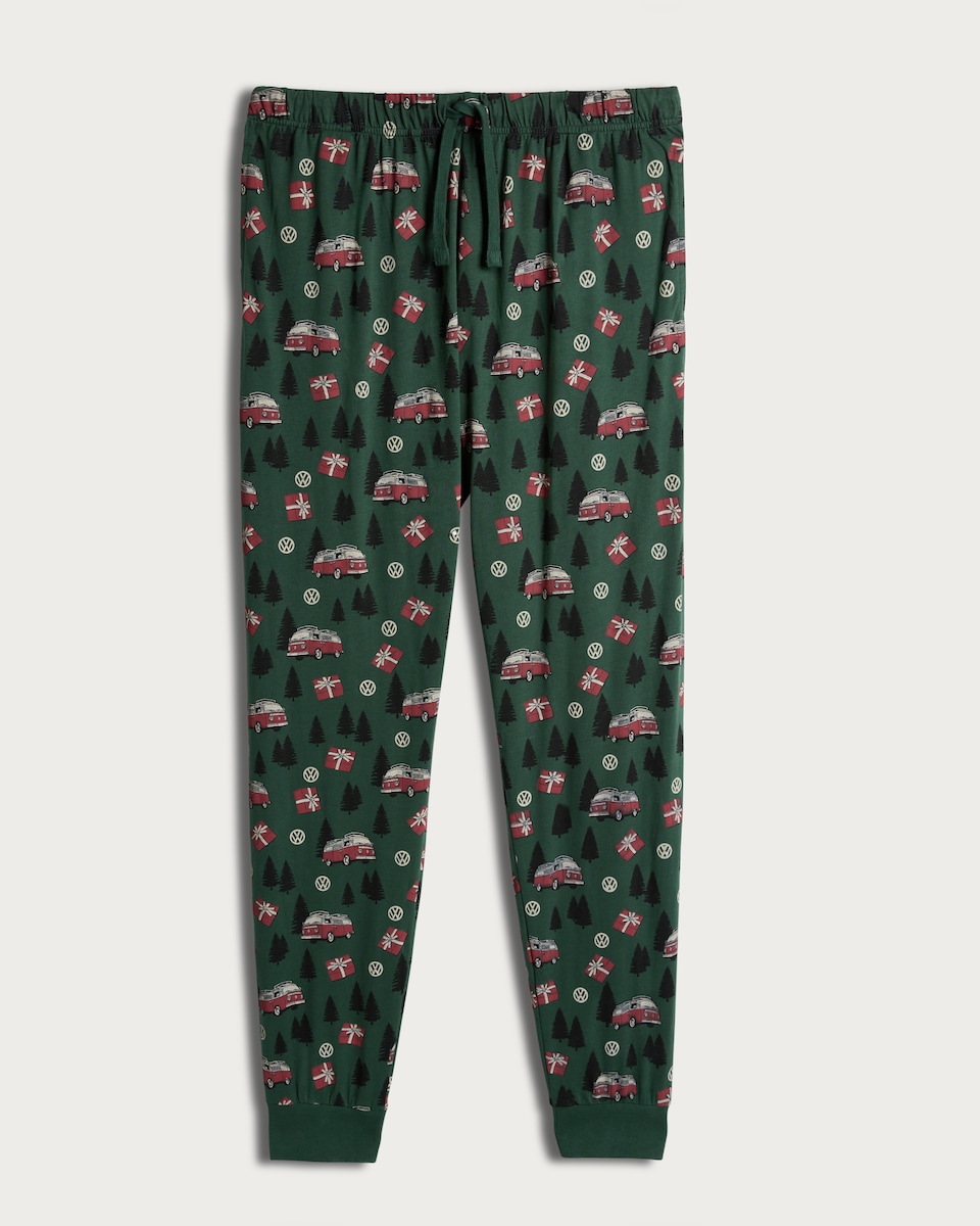 image 1 of Volkswagen Christmas Print Pure Cotton Pyjama Bottoms in Multi