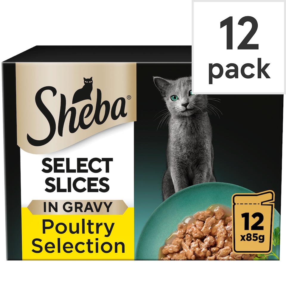 image 1 of Sheba Select Slices Cat Food Pouches Poultry in Gravy 12x85g