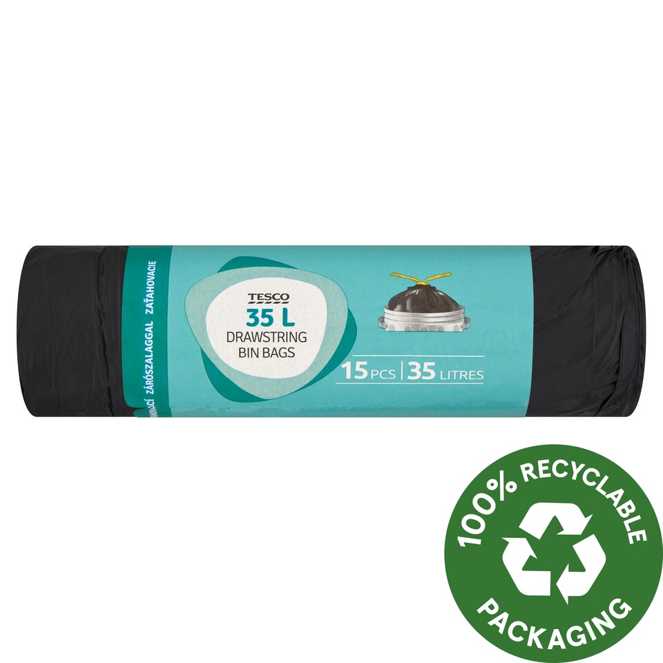 Tesco Drawstring Bin Bags 35 L 15 pcs