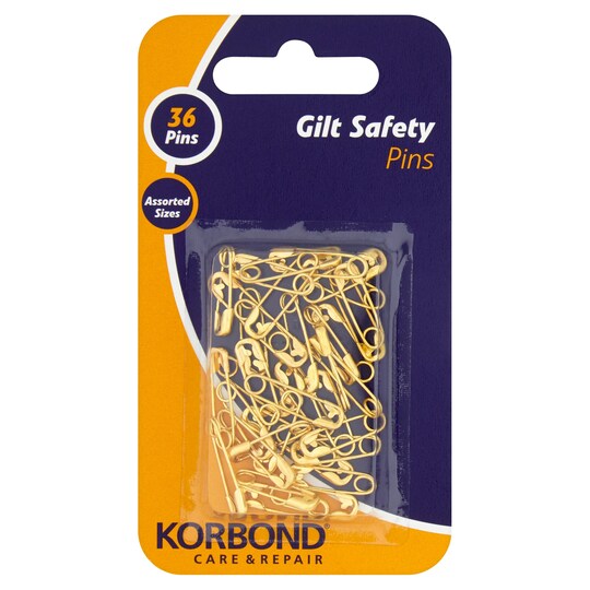 Korbond Branded Gilt Safety Pins Tesco Groceries