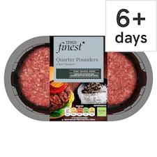 Tesco Finest Quarter Pounders 4 Beef Burgers 454g