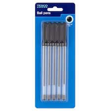 Tesco Classic Ball Pens Black 5 Pack