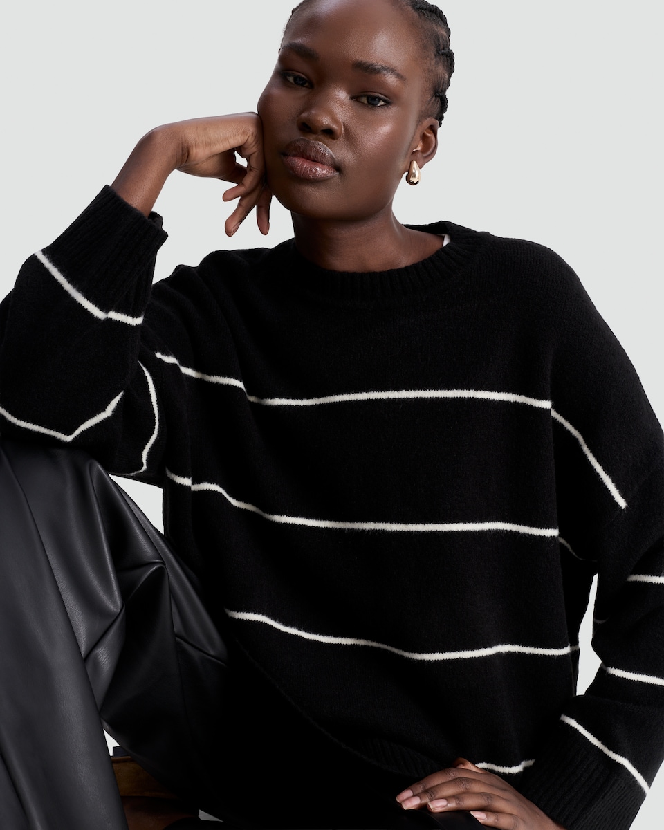 image 1 of F&F Knitted Slouchy Jumper with Wool in Multi Black