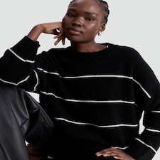 F&F Knitted Slouchy Jumper with Wool in Multi Black