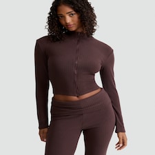 OH ME OH MY Ribbed Zip Up Co-ord Jacket in Brown