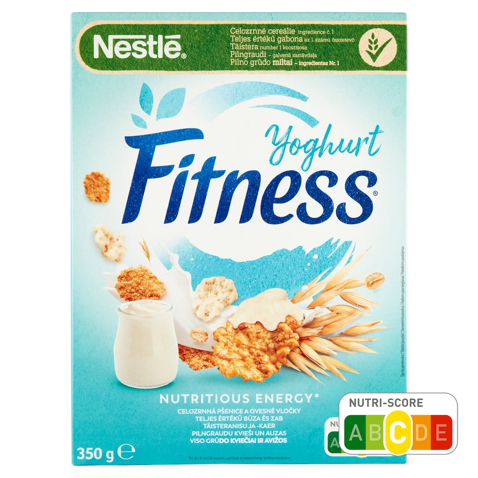 Nestlé Fitness natúr és joghurtos masszával bevont gabonapehely teljes értékű búzával, zabbal 350 g 1. kép