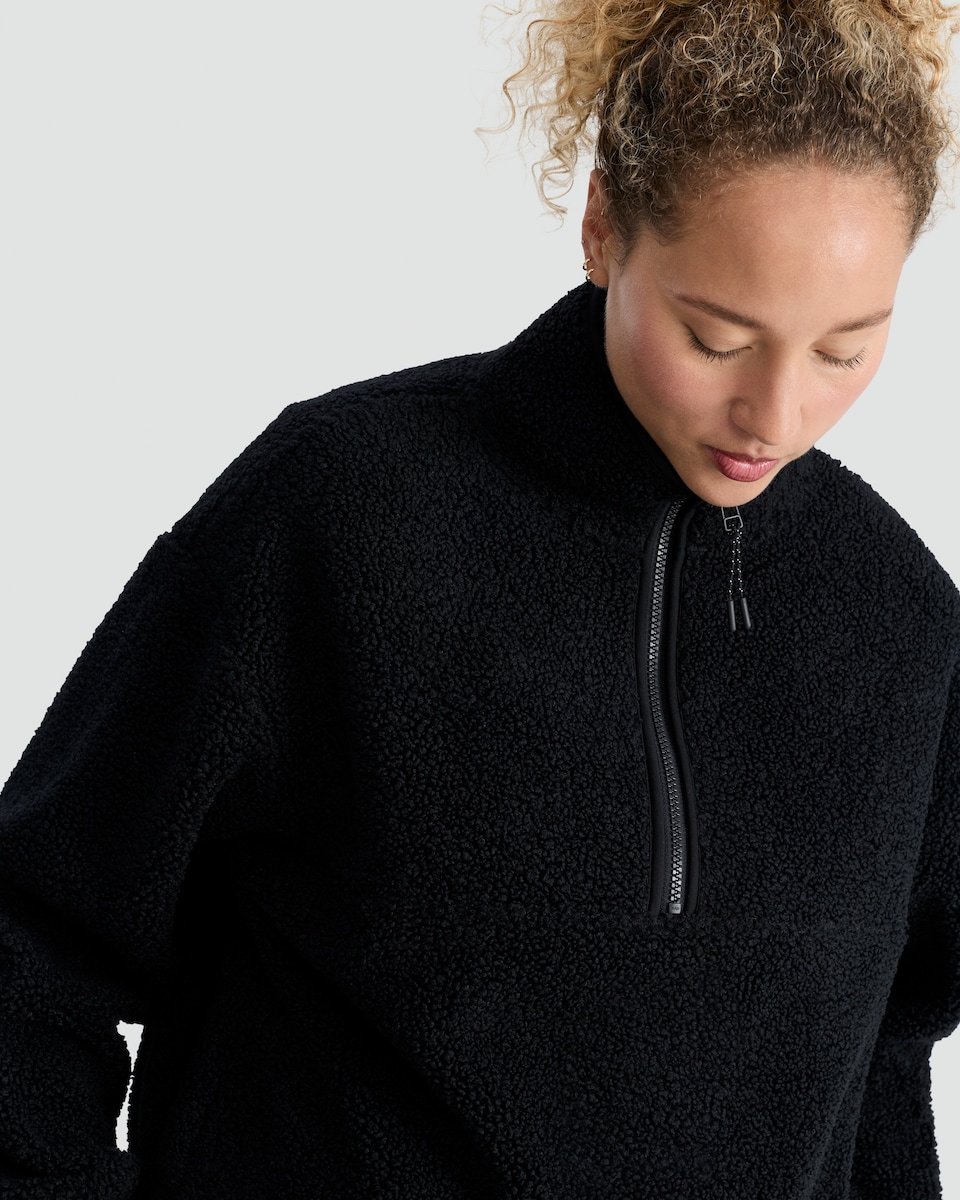 image 1 of F&F Active Fleece Half Zip Jacket in Black