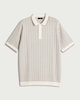 image 4 of F&F Pure Cotton Textured Knit Polo Shirt in Multi White