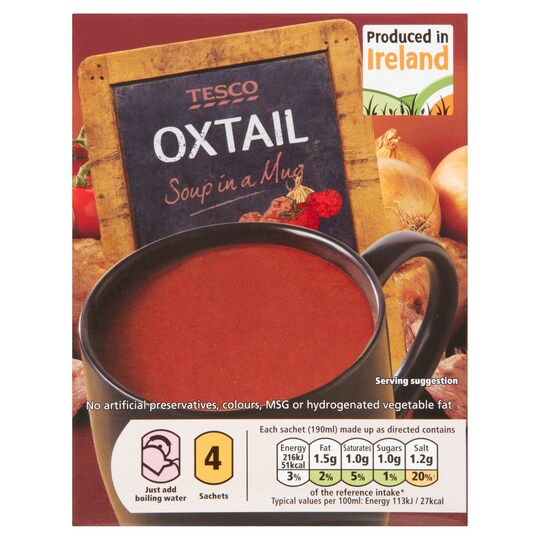 Tesco Instant Soup Oxtail 4 Pack X 18G Tesco Groceries
