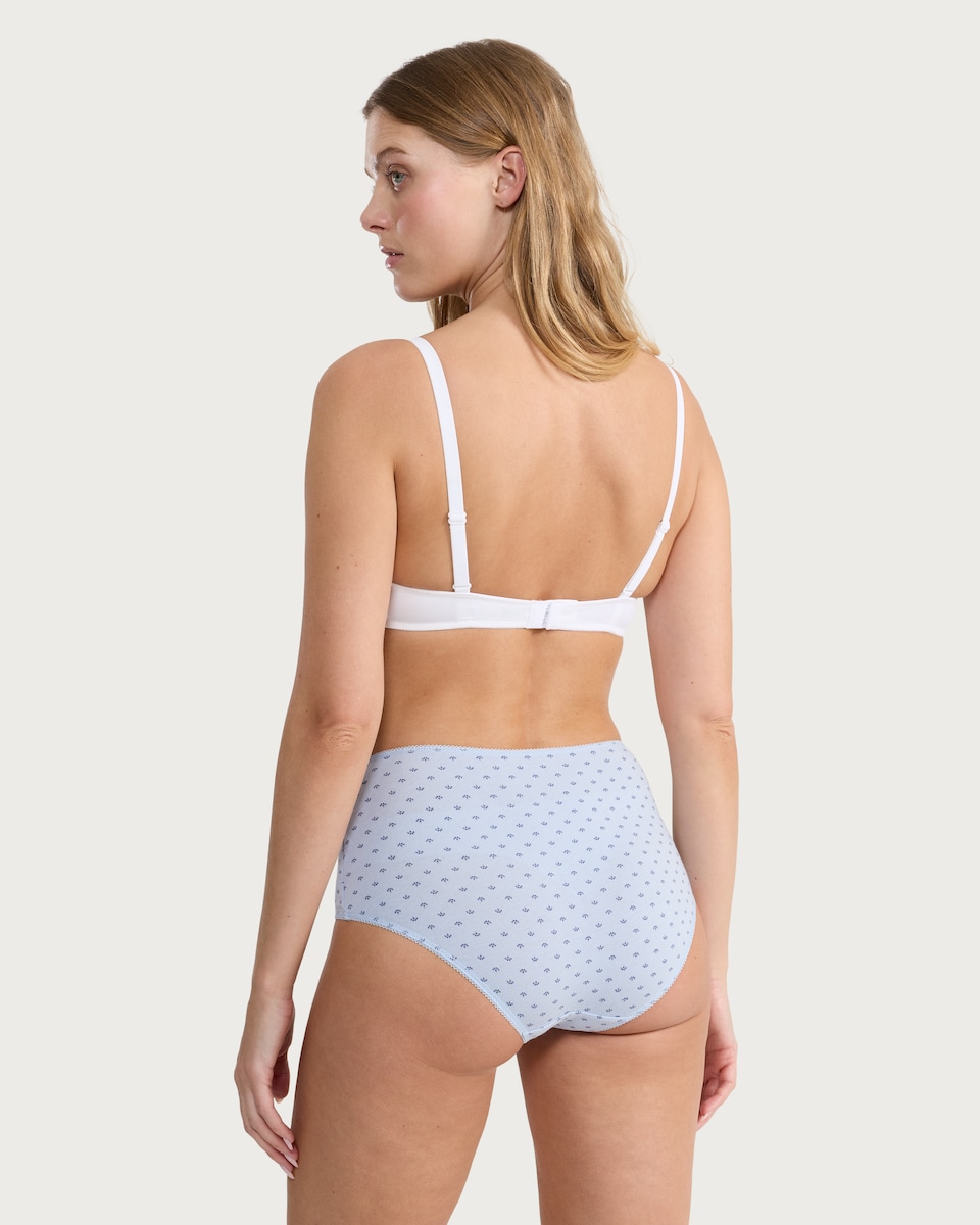 image 1 of F&F 5-Pack Cotton Rich Floral Full Brief Knickers in Blue