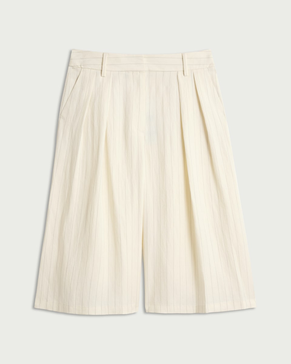 image 1 of The F&F Edit Lyocell Rich Striped Co-ord Culottes in Ecru