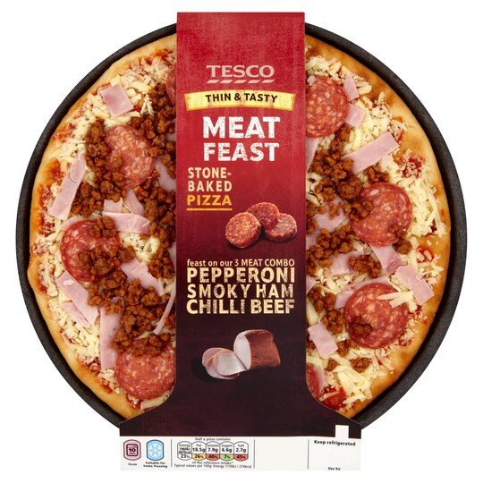 Tesco Thin Meat Feast Pizza 339G Tesco Groceries